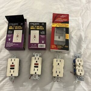 Chicago Electric‎ Wall Outlet 120V 15 Amp Lot Of 4 Plug Untested Almond